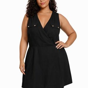 City Chic Black V-Neck Dress